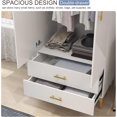 thumbnail image 6 of VINFORM Armoire Wardrobe Closet 2 Door, Wooden 2 Storage Drawers Freestanding Armoire Wardrobe with Clothing Rod, Large Capacity Wardrobe Cabinet in White, 6 of 6