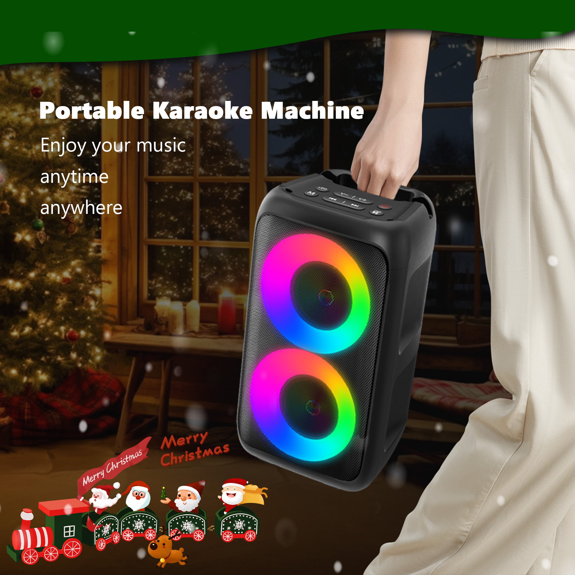 BONAOK Portable Karaoke Machine with Bluetooth and 2 Microphones photo 5