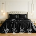 thumbnail image 2 of Satin Sheets Queen [4-Piece, Black] Hotel Luxury Silky Bed Sheets - Extra Soft 1800 Microfiber Sheet Set, Wrinkle, Fade, Stain Resistant - Deep Pocket Fitted Sheet, Flat Sheet, Pillow Cases, 2 of 8