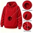 thumbnail image 5 of Stralyhd Pet Pouch Hoodie for Women Men Oversized Kangaroo Pocket Carrier Hooded Sweatshirt Animal Holder Cozy Long Sleeve Hoodies Red S, 5 of 6