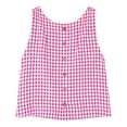 thumbnail image 4 of SYMOID Womens Pink Gingham Cotton Reversible Tank Top - Sleeveless Loose Fit Crop Top with Boat Neck & Button Back,Size L, 4 of 9