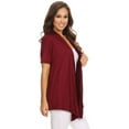 thumbnail image 3 of Women's Solid & Printed Short Sleeves Open Front Draped Cardigan, 3 of 5