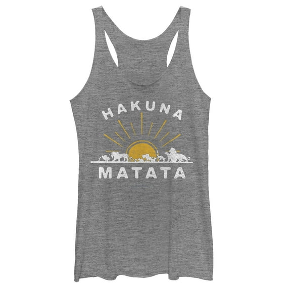 Women's Lion King Silhouette Sunrise  Racerback Tank Top Gray Heather X Large