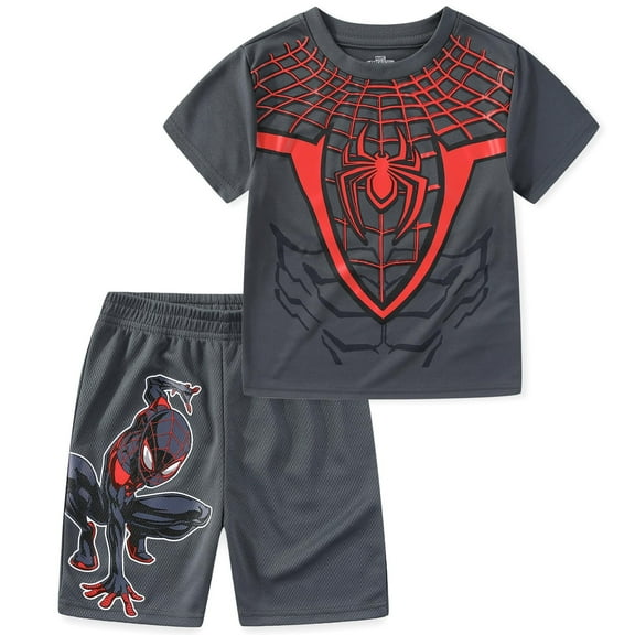 Marvel Spider-Man Miles Morales Short Sleeve T-Shirt and Shorts (Boys), 2 Piece Set, Sizes 4-16