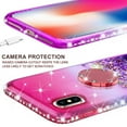 thumbnail image 5 of SOGA Rhinestone Liquid Float Quicksand Cover Cute Phone Case Compatible for Apple iPhone XR 6.1 inch Case with Embedded Metal Diamond Ring for Magnetic Car Mounts and Lanyard - Purple on Pink, 5 of 5