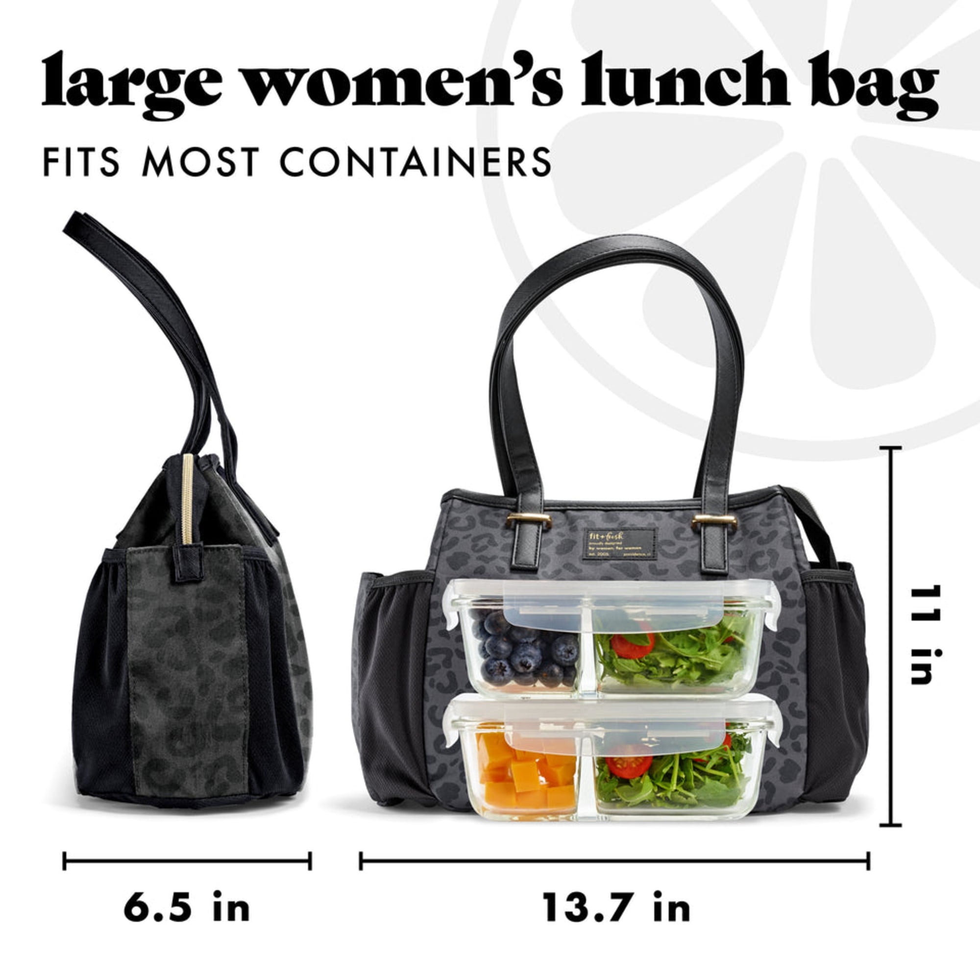 Fit & Fresh 7452TCX3128 Copley Lunch Bag Kit - Cheetah Black