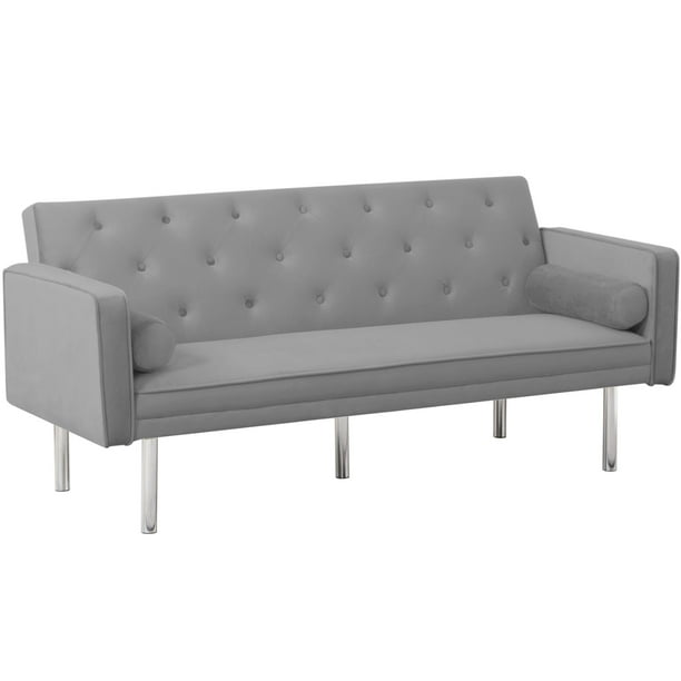 Modstyle Futon Sofa Bed, Velvet Convertible Sleeper Sofa with Pillows