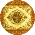 thumbnail image 1 of Ahgly Company Machine Washable Indoor Round Persian Yellow Traditional Area Rugs, 7' Round, 1 of 4