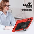 thumbnail image 4 of Case for Samsung Galaxy Tab S10+ Plus 2024/S9 FE+ Plus 12.4 inch with Screen Protector, 360 Degree Rotating Kickstand Hand Strap Shockproof Cover with Shoulder Strap, Red, 4 of 7