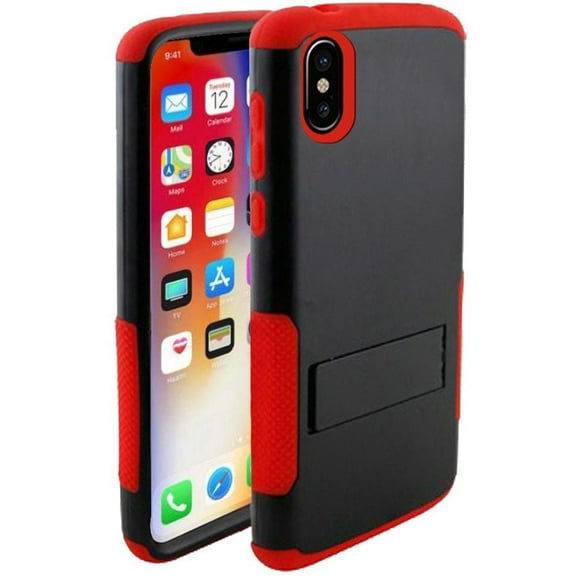 GSA SNAP-ON With Kickstand Case for iPhone XR (6.1") Black Red