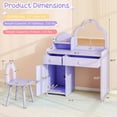 thumbnail image 3 of Costway Kids Vanity Table and Chair Set with Cloud-shaped Mirror Open Shelf Storage Drawers Purple, 3 of 10