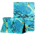 thumbnail image 2 of for Samsung Galaxy Tab A7 Lite 8.7" 2021 SM-T225 / SM-T220 Case, Pattern PU Leather Flip Folio Case with Pen Holder, Magnetic Closure Multi-Angle Stand Cover with Card Slots, Gold/Blue, 2 of 9