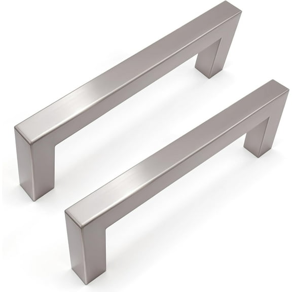 Collinet Industries 4 Inch Cabinet Pulls, Solid Stainless Steel (NOT Hollow). for Kitchen Drawer, for Doors, for Wardrobe, for Cabinets. Pack of 10, Satin Nickel