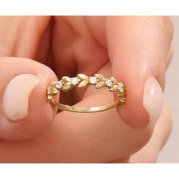 vylahjewellery Classic Round Cut Moissanite Diamond Wedding Ring and Bands 18K Yellow Gold Engagement Ring Forever One Birthday Gift for Her Promise Ring