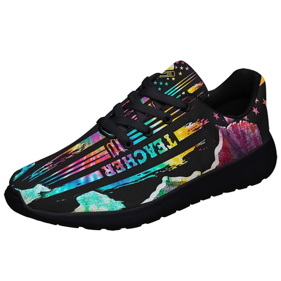 Proud Teacher Tie Dye Shoes Sneakers for Women Men Black Size 3.5