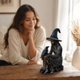 thumbnail image 6 of Halloween Witch and Raven Statue, Dark Academia Tabletop Decor,Weatherproof Gothic Halloween Table Mantel Garden Decor Mystical Holiday Gift, 6 of 7