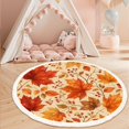 Round Autumn Rug Washable Non Slip 3ft Round Rug, Autumn Maple Leaves Berries Circle ...
