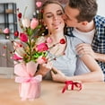 thumbnail image 2 of Valentine Artificial Tulips Ornament, Valentines Day Home Decorations, Valentines Table Top Decor, Holiday Gifts Valentine Mantle Decor(1PC), 2 of 6