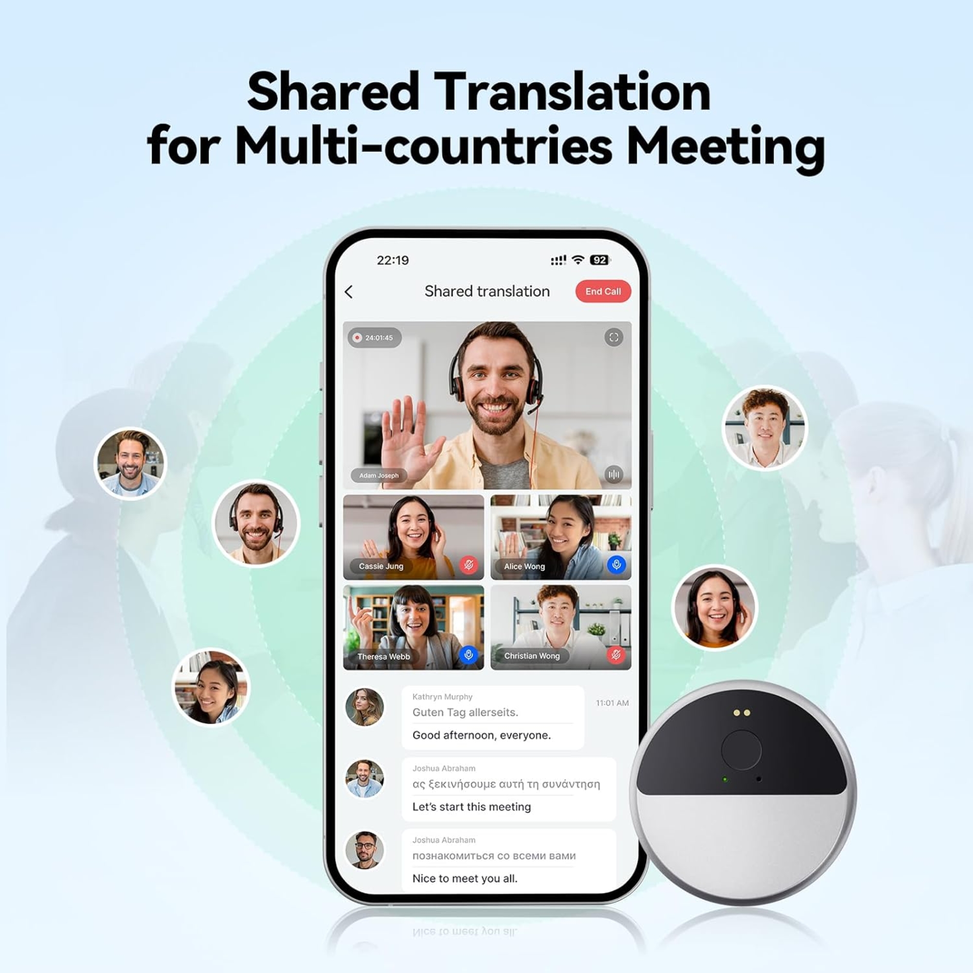 InnAIO AI Translator T9 Real Time Voice Cloning, Support 150+ Languages, Cross-App Translation Device
