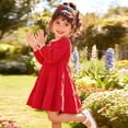 thumbnail image 4 of Vividxx Girls Dresses Long Sleeve Fall Dress Ruffle A-Line Cute Casual Dress Solid Color Daily Wear Party 7-8 Years, 4 of 5