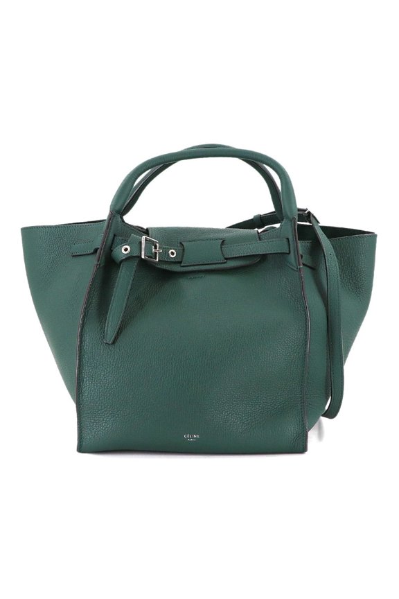 Pre-Owned Celine Big Bag Small with Long Strap, 2-Way Handbag, Leather, Green, 183313