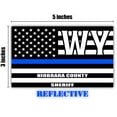 thumbnail image 2 of Reflective Niobrara County Wyoming WY Thin Blue Line Stealthy Old Glory USA Flag | Honoring Law Enforcement Officers Sheriffs | County State Decal Bumper Sticker 3M Vinyl 3" x 5", 2 of 3