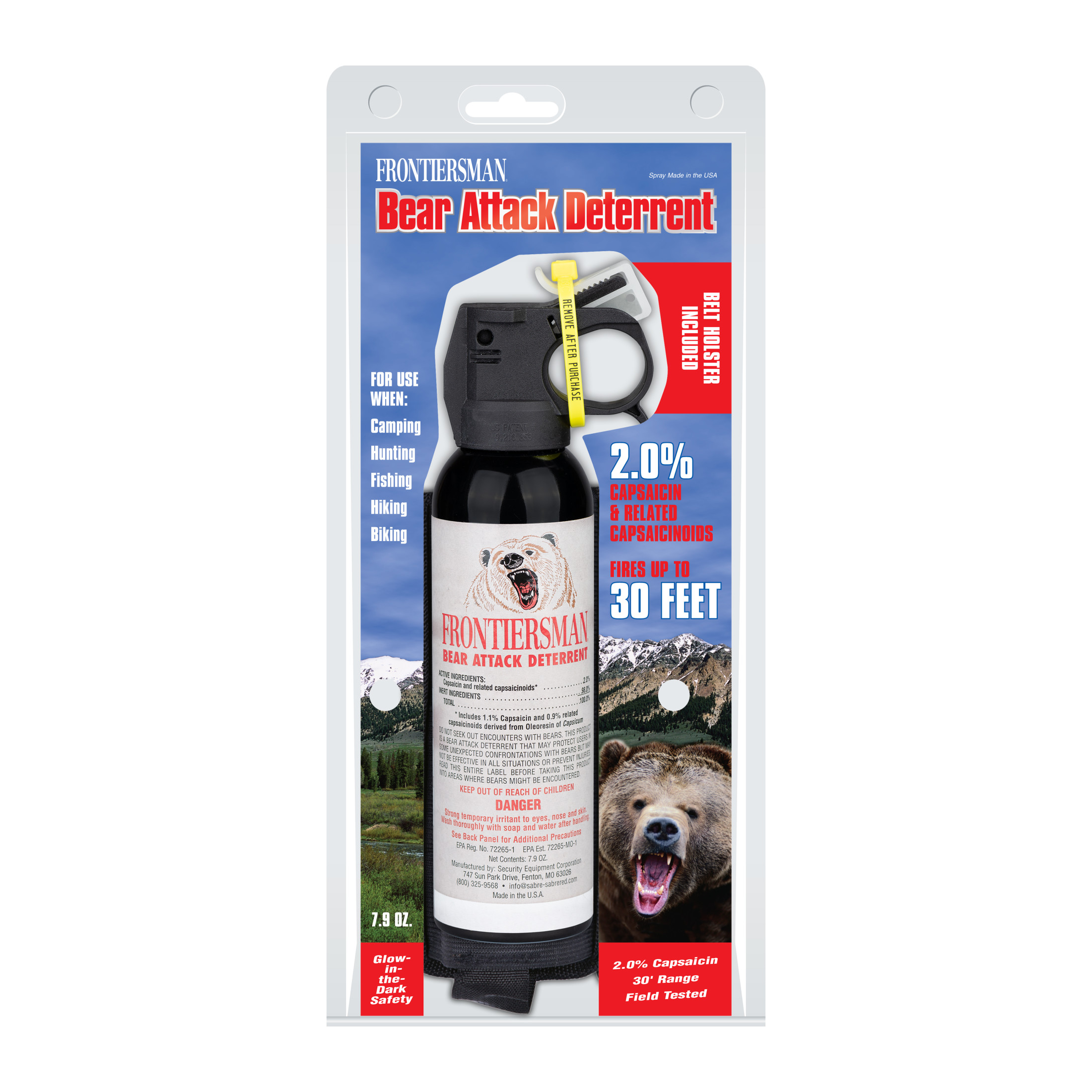 SABRE Frontiersman 7.9 oz. Bear Spray Deterrent with Belt Holster, White, 8.5 in. - image 3 of 12