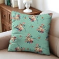 thumbnail image 3 of Set Of 4 Green Floral Pillow Covers 18x18 Inch Linen Decorative Square Throw Pillow Covers for Living Room Sofa Couch Decoration, 3 of 6