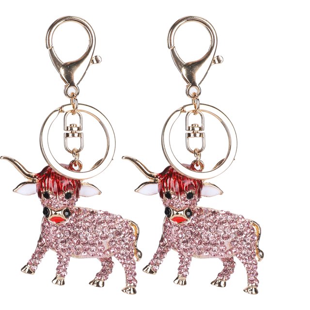 Metal Key Ring Pendant,2Pcs Keychain Pendant Cartoon Key Ring Decoration Small Cow Keychain Pendant Enhanced Features