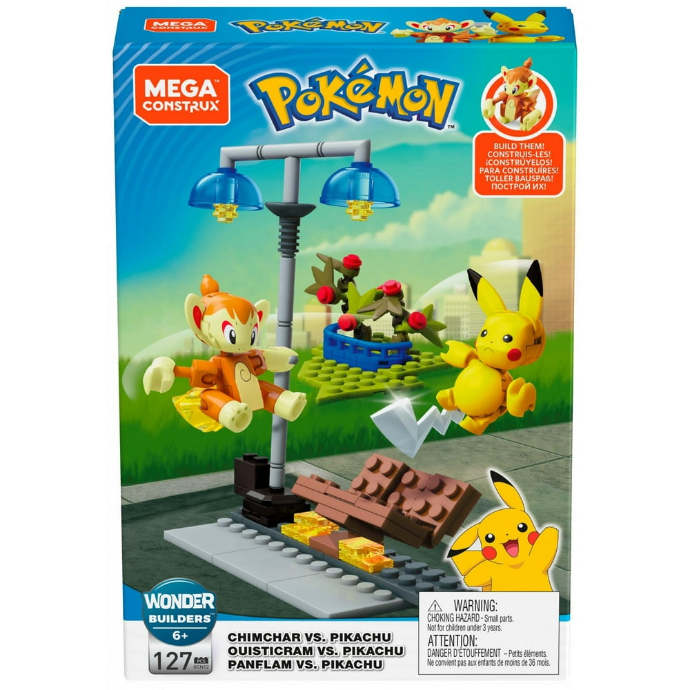 mega construx pokémon build and show pikachu evolution trio construction set