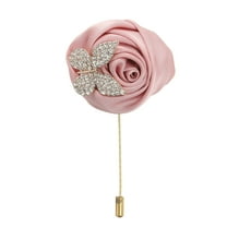 Uxcell Rose Lapel Pin for Men Suit with Leaf Chain Brooch Purple