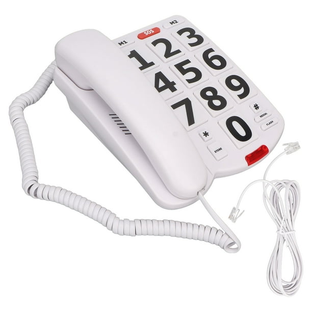 Téléphone à Gros Bouton, Classique Facile à Composer le Volume Réglable Facile à Voir les Téléphones Fixes à la Maison pour les Personnes Âgées pour la Maison
