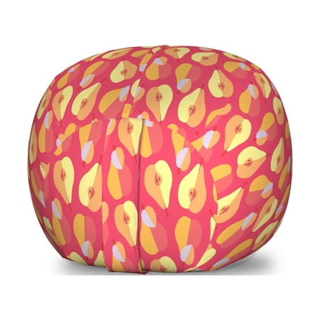 Fruit Storage Toy Bag Chair  Repeating Fresh Raw Slices Healthy Pears in Pastel Tones Pattern  Stuffed Animal Organizer Washable Bag  Large Size  Dark Coral Pale Orange  by Ambesonne