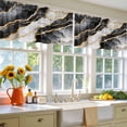 thumbnail image 4 of 2 Pack Abstract Art Valance for Window White Black Gradient Marbling Water Ripple Kitchen Valance Rod Pocket Short Curtain Topper Decorative Window Treatment for Living Room Bedroom 42"x12", 4 of 8
