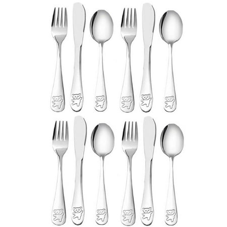 

12Pieces Kids Silverware Set Children s Safe Stainless Steel Utensil Little Bear Kids Cutlery Set Metal Toddler Utensils