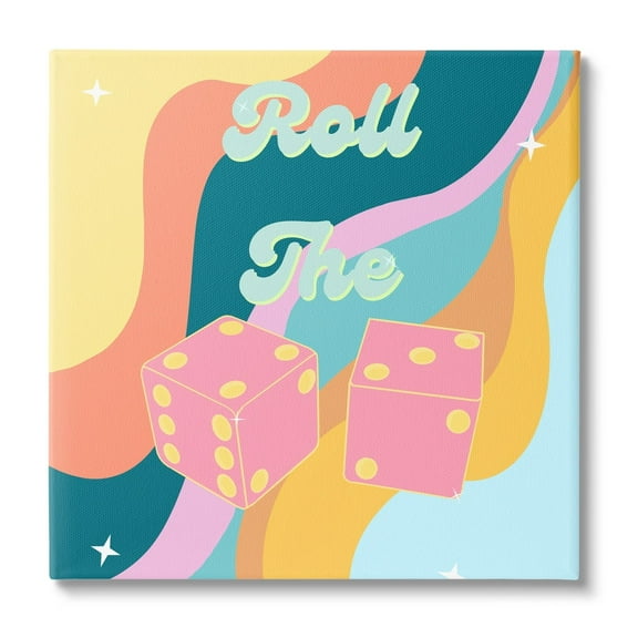 Stupell Industries Roll The Dice Groovy Phrase Religious Painting Gallery Wrapped Canvas Print Wall Art