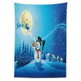 thumbnail image 3 of Ambesonne Christmas Tablecloth Rectangular Table Cover, Snowy Land Pines Moon, 52"x70", Blue Eggshell White, 3 of 4