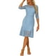 thumbnail image 1 of Vestido de encaje para mujer Inspire Chic con mangas 3/4, vestido ajustado con volantes y cola de pez, elegante, color azul claro, talla XL, 1 of 6