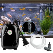 BASSTOP Aquarium Air Pump, Fish Tank Air Pump with Dual Outlet Adjustable Air Valve, Ultra Silent Oxygen Fish Tank Bubbler,Silicone Tube Check Valves Up to 300 Gallon Tank