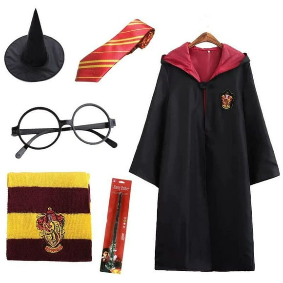 Disfraz de mago mágico de Harry Potter, conjunto de 6 piezas, capa y capa
