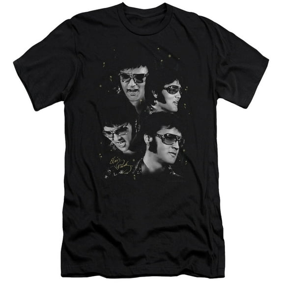 Elvis Presley Faces Adult 30/1 T-Shirt Black