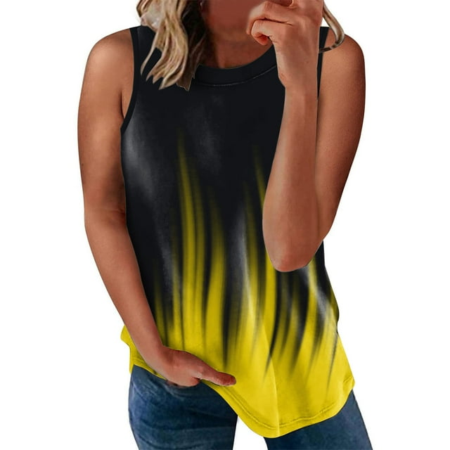 Cathalem Tops Débardeur pour Femmes "Sans Manches Court Yoga Crop, Jaune TTG