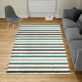 thumbnail image 2 of Striped Turkish Area Rug, Geometric Colorful Tone Brush Style Lines Grunge Retro Digital Print, Soft Carpet for Living Room Decor with Distressed Look, 4' X 5.7', Teal Dust, by Ambesonne, 2 of 4