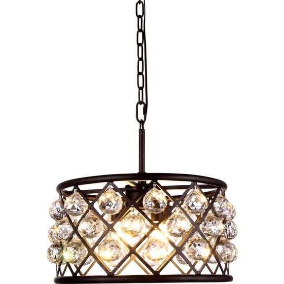 Pendant MADISON 4-Light Mocha Brown Clear Crystal Polished Nickel Glass EL-3478