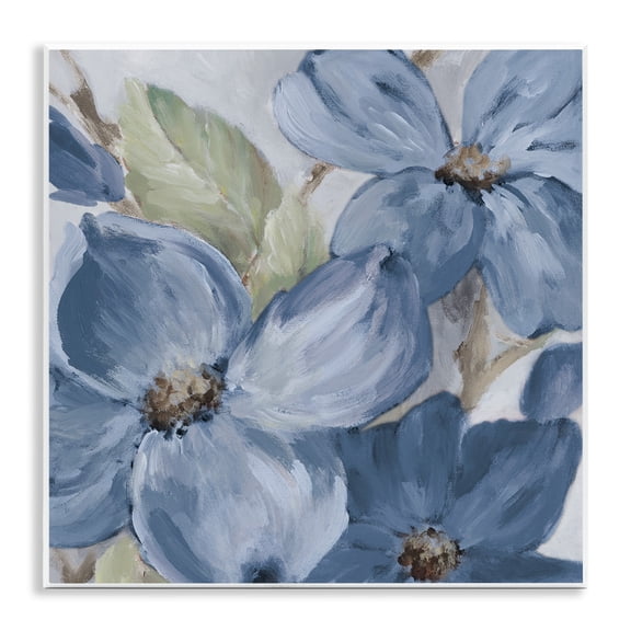 Stupell Industries Silent Blue Bloom Botanical & Floral Painting Unframed Art Print Wall Art, 12 x 12