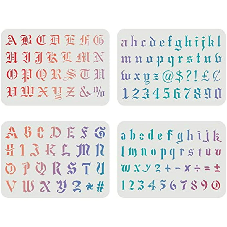 4pcs Assorted Colors Alphabet Letter Stencil Drawing Template DIY Painting  Reusable Home School 4 Sizes For