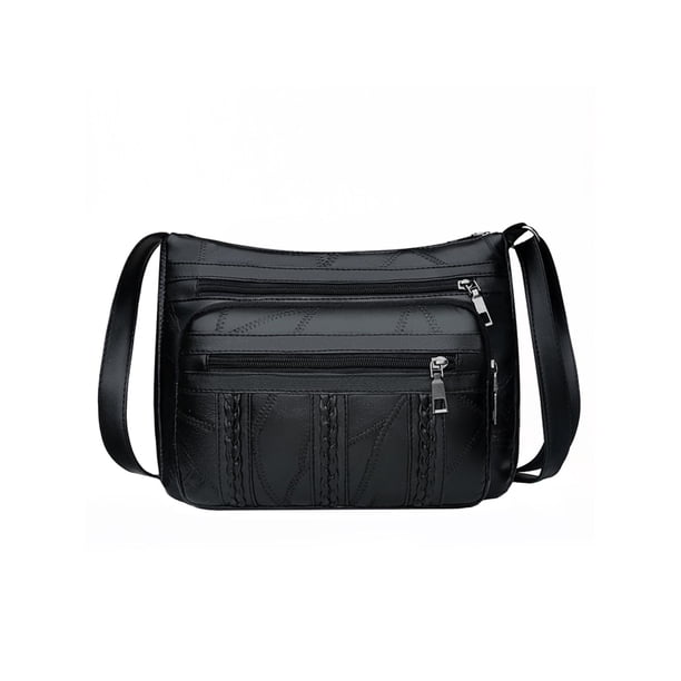 Bolsos Hombro Sólidos Retro Trenzados Mujeres PU Bolso Mensajero Multibolsillo