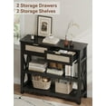 thumbnail image 5 of CRXX Console Table with 2 Rattan Drawers, Wooden Entryway Table with 3-Tier Storage Shelves, Display Shelf for Entryway, Hallway, Foyer and Living Room, Black, 5 of 8