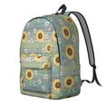 thumbnail image 2 of Sunflower and Daisy Blue Pattern Backpack for School, Cute School Bag with Adjustable Shoulder Straps and Padded Back, 15.7"x11.8"x5.5", 2 of 5