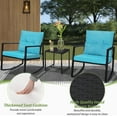 thumbnail image 6 of SUNCROWN 3 Piece Outdoor Rocking Bistro Set Black Wicker Furniture Porch Chairs Conversation Sets with Glass Coffee Table, Light Blue, 6 of 8